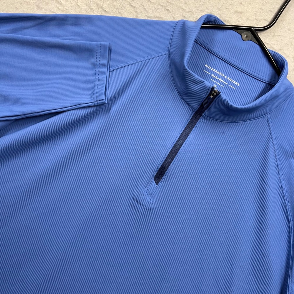 Holderness & Bourne Mens XL Blue Dry Luxe Performance Quarter Zip Pullover HB
